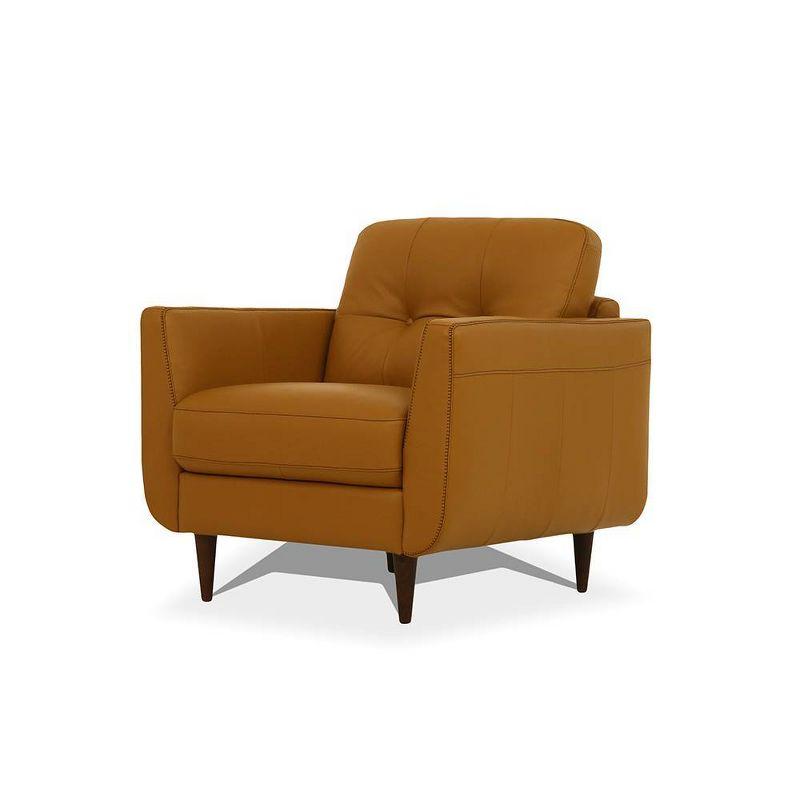 35" Radwan Chair Camel Leather - Acme Furniture: Button-Tufted, Wood Legs, No Assembly Required