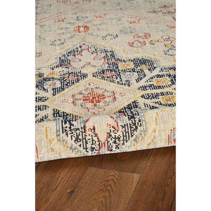 5'x7'6" Great Zero Rollins Rug Off White/Blue - Linon: Abstract Low Pile Area Rug, Indoor, Machine Made, Traditional Style
