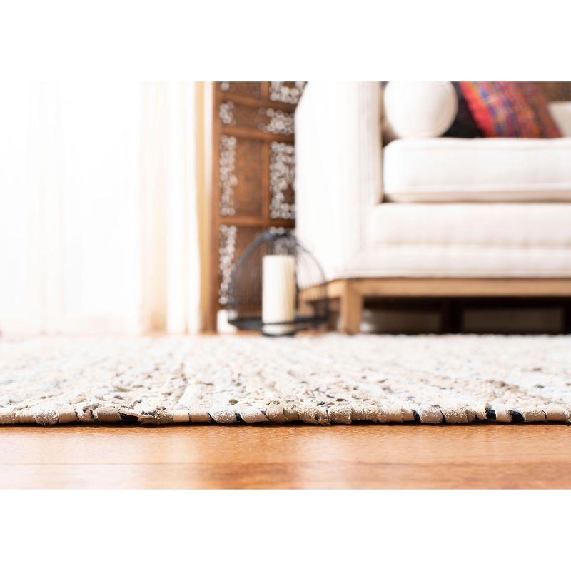 Multicolor Cotton and Cowhide Flat Woven Area Rug