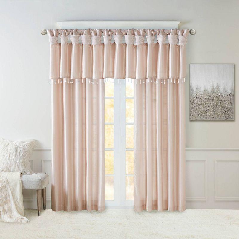 Madison Park Emilia Lightweight Faux Silk Single Valance with Beads