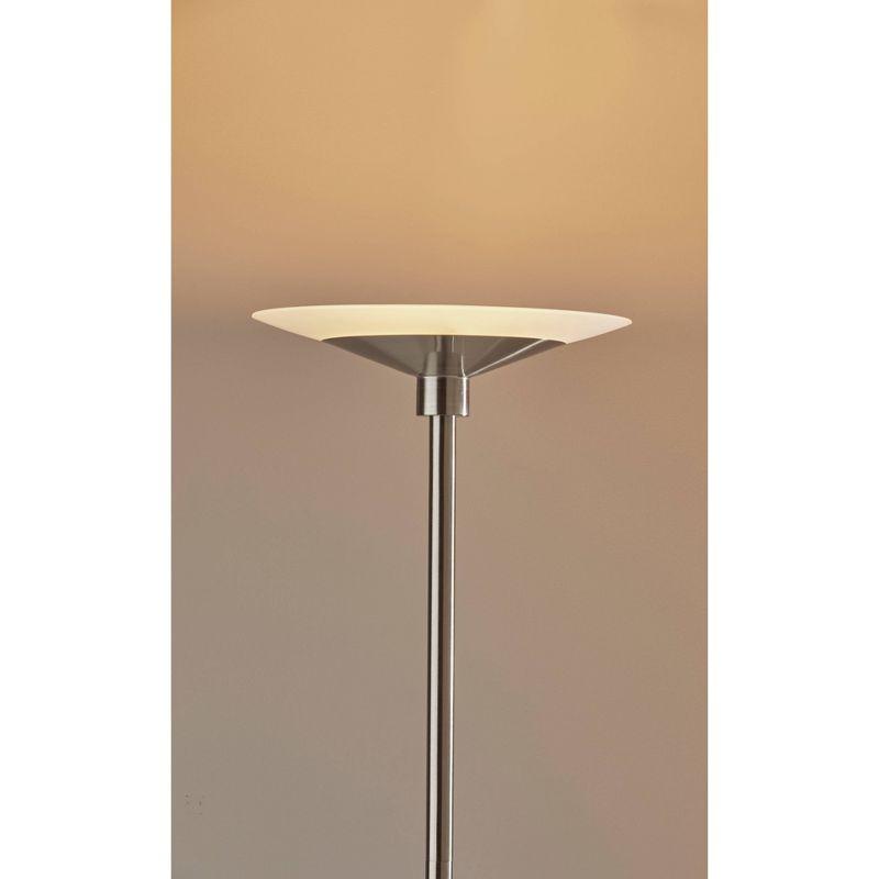 Adesso Solar Torchiere (Includes LED Light Bulb) Silver: Modern Touch Sensor, Dimmable Glass Shade, ETL Listed