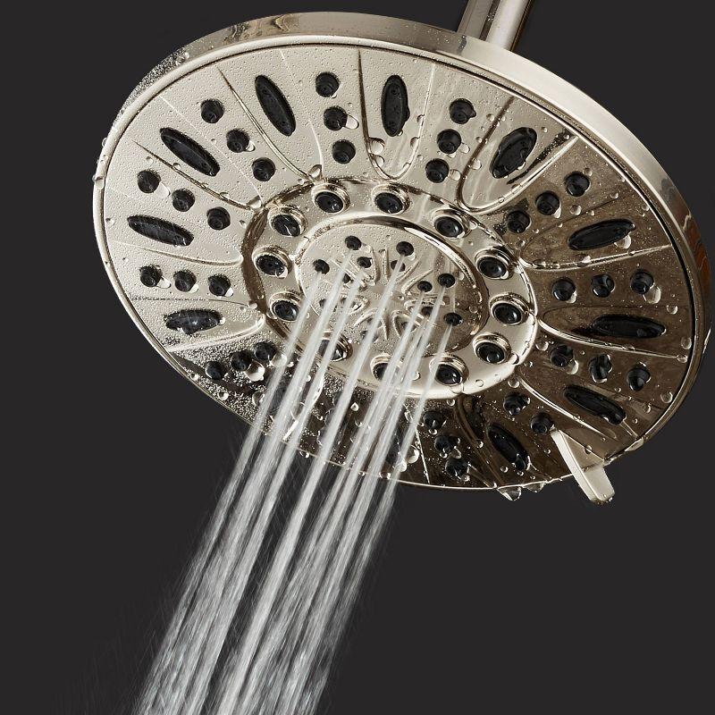 AquaDance 7" Six Setting High Pressure Ultra Luxury Giant Rainfall Shower Head Brushed Nickel: ABS & Brass, 2.5 GPM