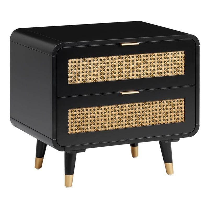 Christine Black 2-Drawer Contemporary Nightstand