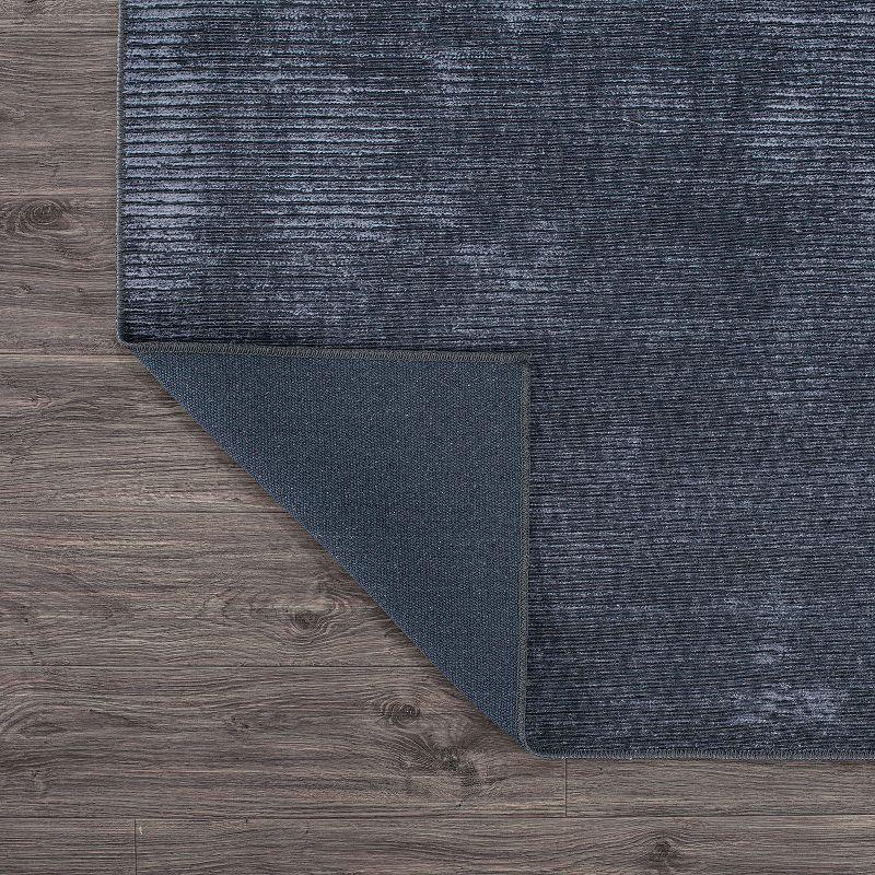 World Rug Gallery Contemporary Distressed Stripe Machine Washable 7'7"x9'6" Dark Gray Area Rug:  Stain-Resistant Flat Pile