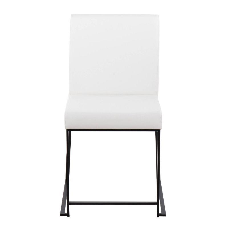 Set of 2 High Back Fuji Dining Chairs Leather/Steel Black/White - LumiSource