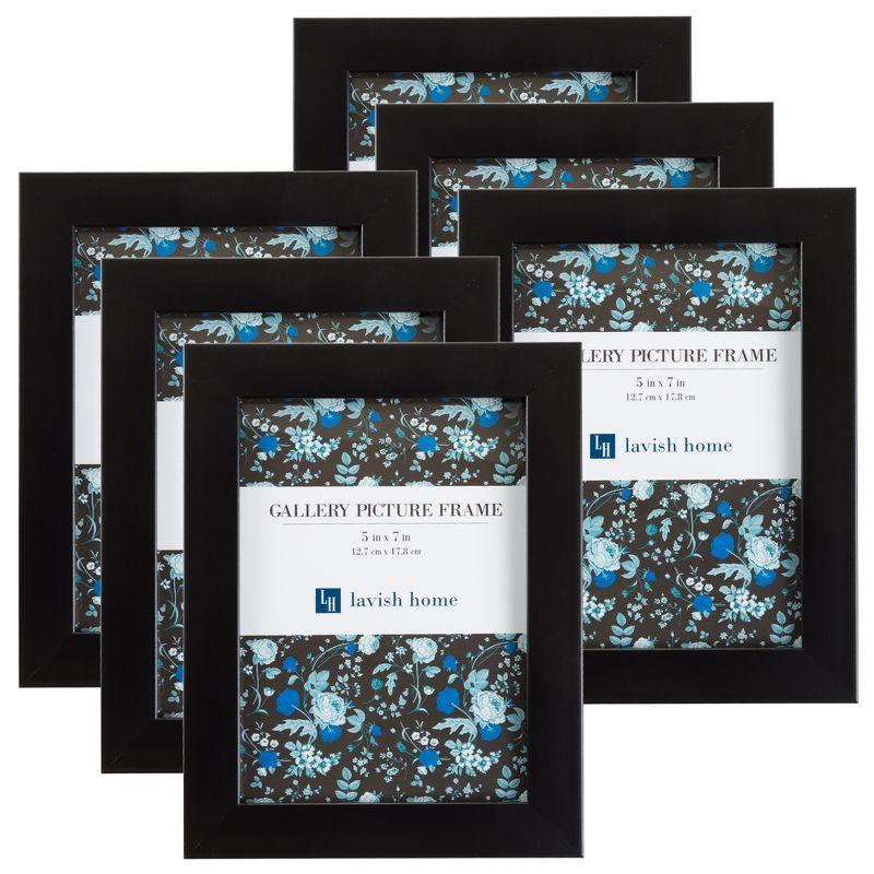 Elegant Black 5"x7" Floating Picture Frame Set for Wall & Tabletop - 6 Pack