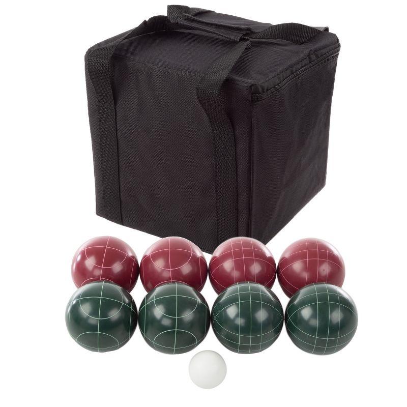 Toy Time Outdoor Bocce Ball Set with Bocce Balls, Pallino and Equipment Carrying Bag - Red/Green