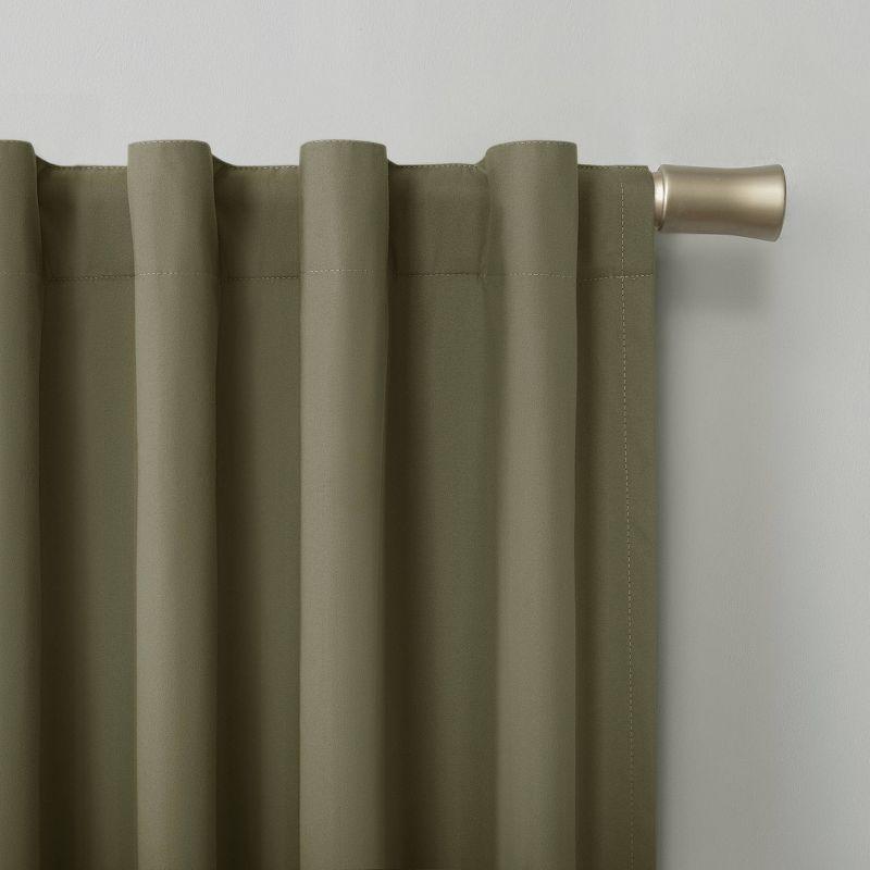 40"x63" Sun Zero 100% Blackout Cyrus Thermal Back Tab Curtain Panel Olive Green: Modern Indoor Polyester Drapery