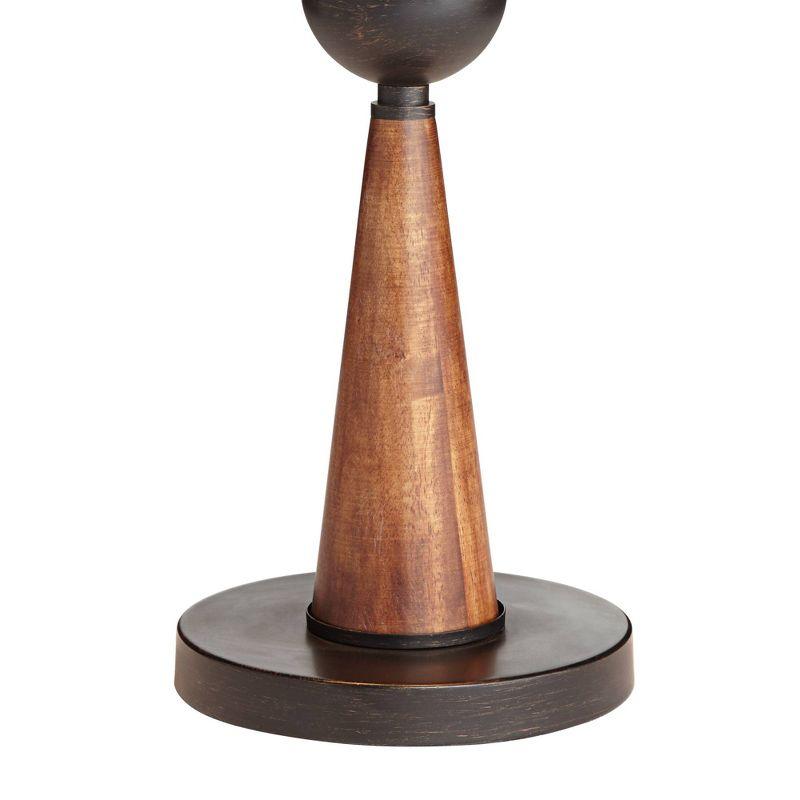 Franklin Iron Works Hunter Modern Rustic Farmhouse Table Lamp 29 3/4" Tall Cherry Wood Bronze Metal Double Drum Shade for Bedroom Living Room House
