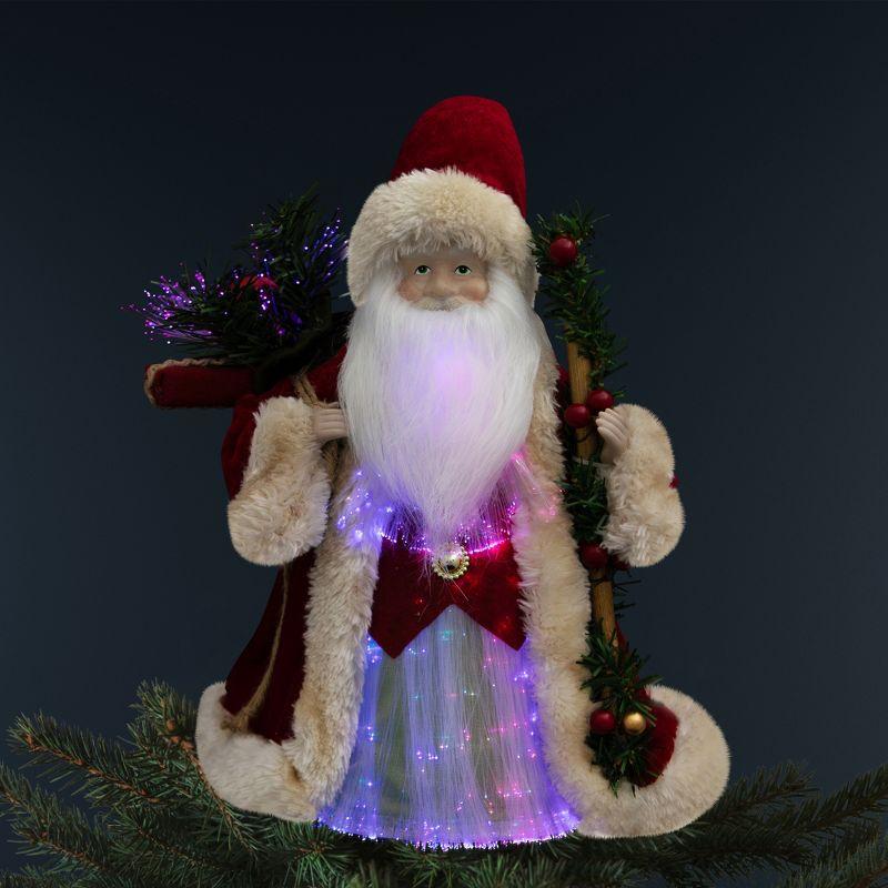 Lighted Color-Changing Fiber Optic Santa Claus Tree Topper - 12"