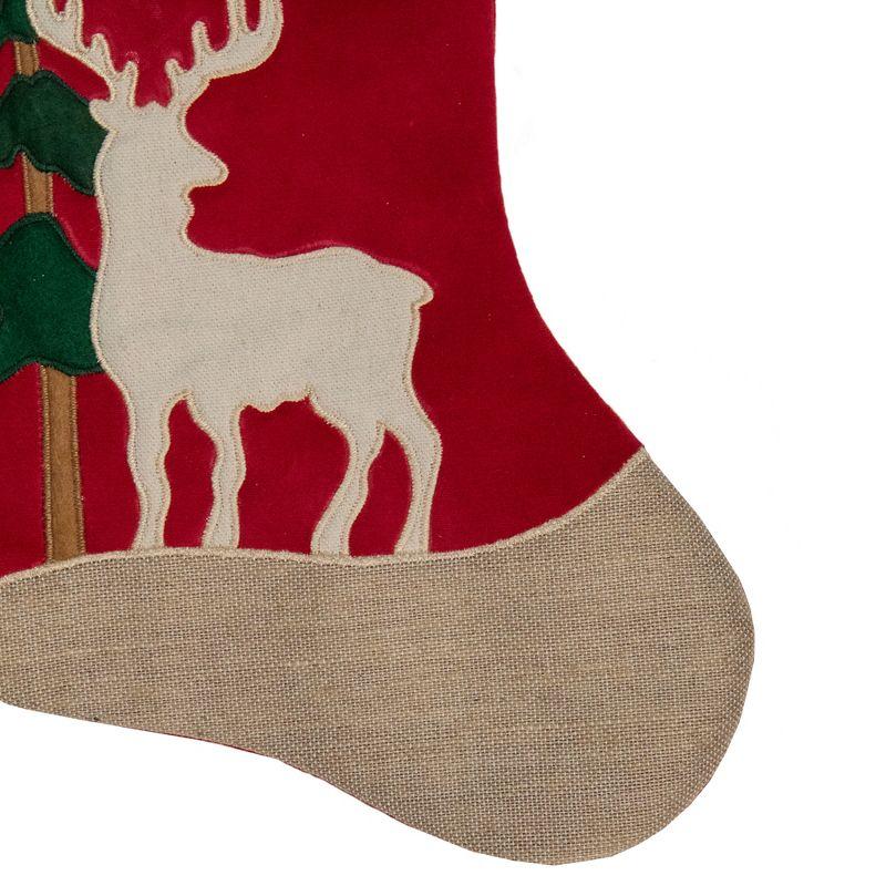 Northlight 20.5-Inch Red and Green Plaid Christmas Stocking with a Pine Tree and Moose