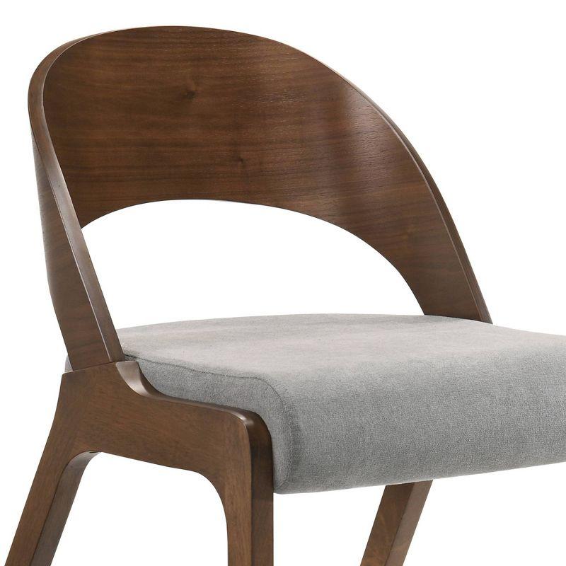 Mid-Century Walnut Finish Gray Upholstered Side Chair