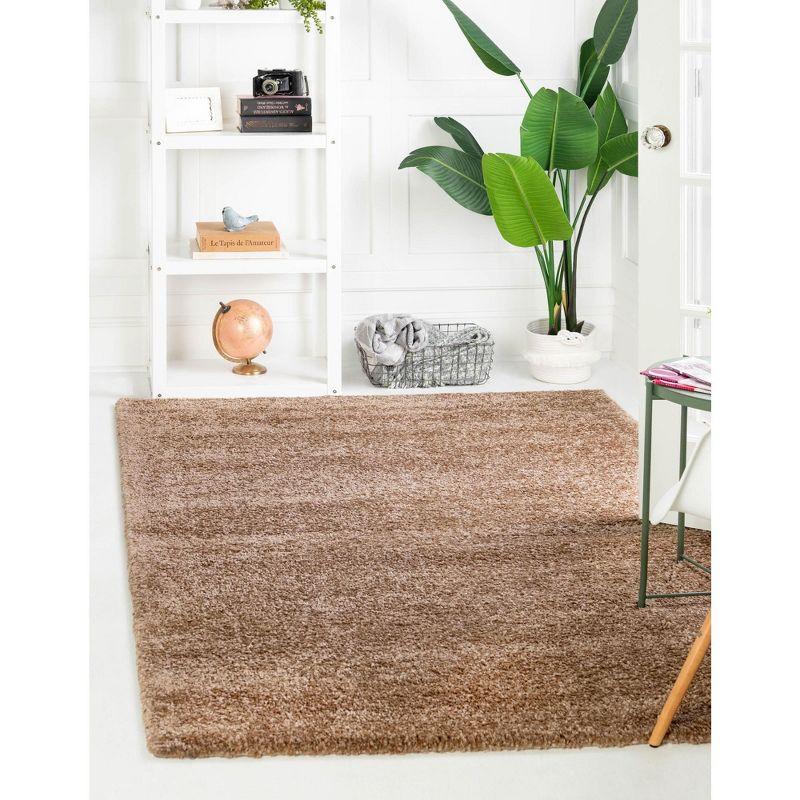 Luxurious Light Brown Shag Area Rug 8' x 10' - Easy Care & Stain-Resistant