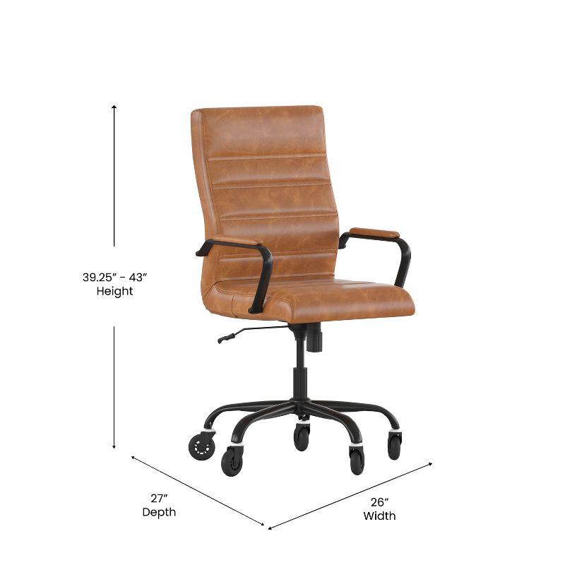 Flash Furniture Whitney High Back Executive Swivel Office Chair with Black Frame, Arms, and Transparent Roller Wheels