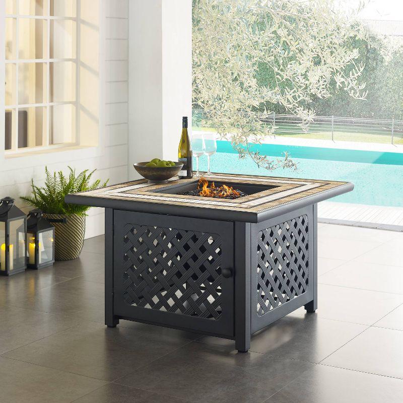 Tucson 46'' Square Stone Top Gas Fire Pit Table