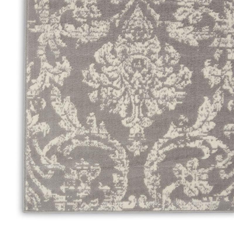 Nourison Jubilant 7'10" x 9'10" (8' x 10') Grey Area Rug Farmhouse Vintage Damask by Nourison