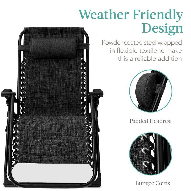 Oversized Zero Gravity Chair, Folding Outdoor Recliner W/ Removable Cushion