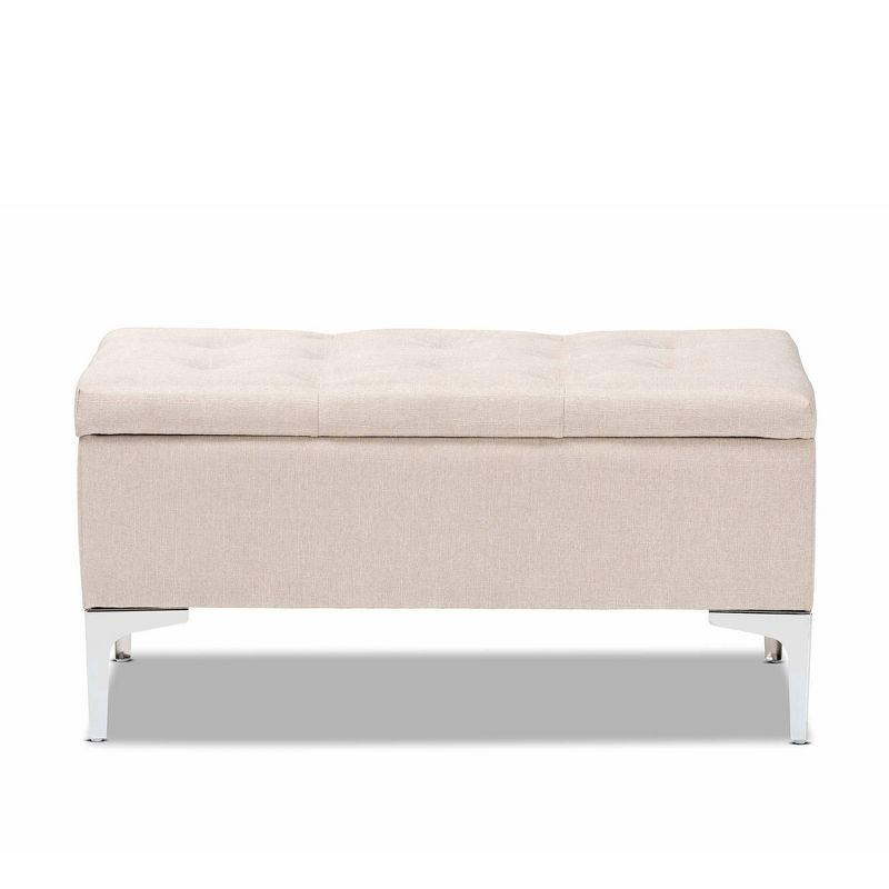 Mabel Fabric Upholstered Metal Storage Ottoman - Baxton Studio