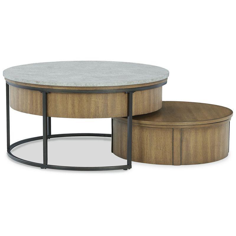 Signature Design by Ashley Contemporary Fridley Nesting Coffee Table (Set of 2)  Gray/Brown/Black