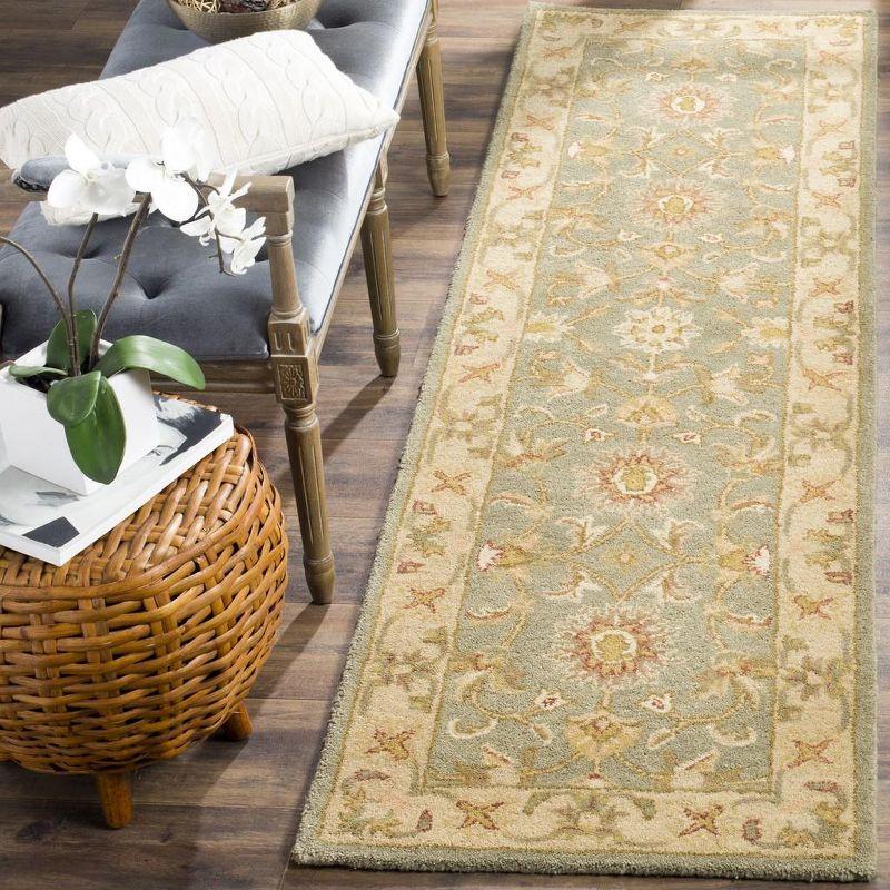 Elegant Antiquity Ivory Wool 27" x 18" Handmade Area Rug