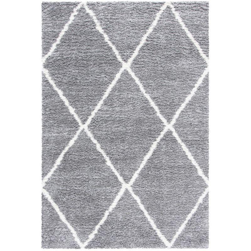 August Shag 500 AUG531 Power Loomed Indoor Area Rug - Light Grey/Ivory - 5'-5"x7'-7" - Safavieh
