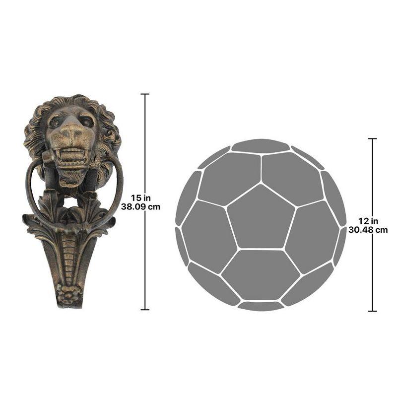 Grande Florentine Lion Aged Iron Door Knocker with Gold Highlights