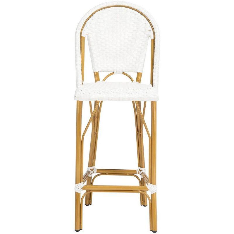 Ford White Wicker and Faux Bamboo Bistro Bar Stool