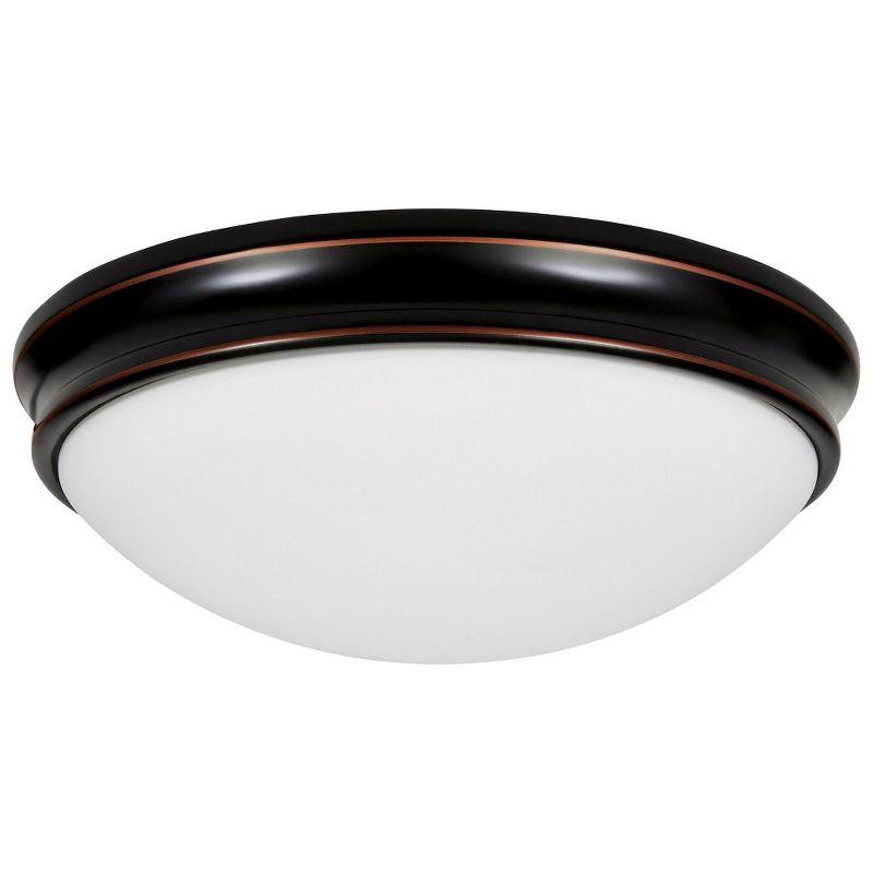 Oil Rubbed Bronze 14'' Flush Mount Ceiling Light with Opal Glass Shade