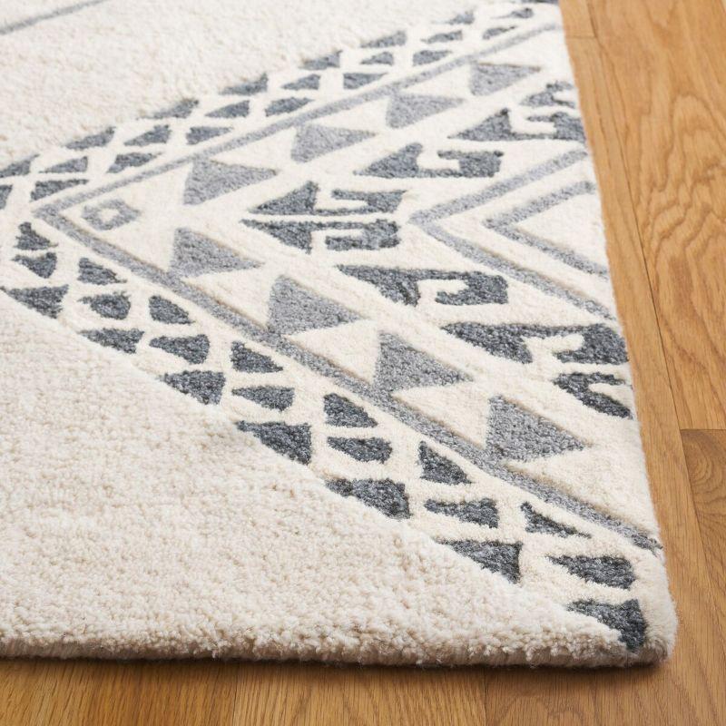 Ivory and Gray Hand-Tufted Wool Shag Area Rug