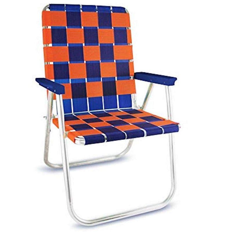 Lawn Chair USA Folding Aluminum Classic Webbed Chair (Blue and Orange)