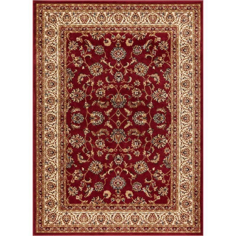 Handmade Red Floral Rectangular 5' x 7' Area Rug