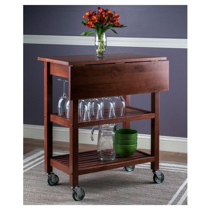 Jonathan Kitchen Cart Walnut - Winsome: Rolling Island with Storage, Wood Composite Surface