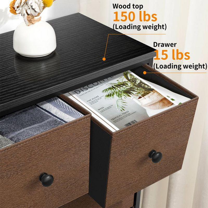 Espresso Steel Frame 9-Drawer Dresser with Waterproof Top and Adjustable Feet