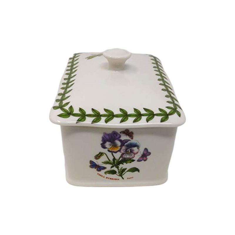 Portmeirion Botanic Garden 6" Butter Keeper with Knob Lid, Assorted Floral Motifs, Porcelain Butter Dish, Elegant Kitchen Storage Solution