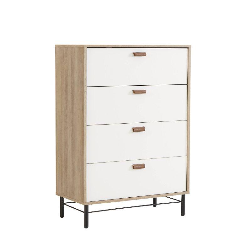 Sky Oak and White 4-Drawer Vertical Chest with Soft Close