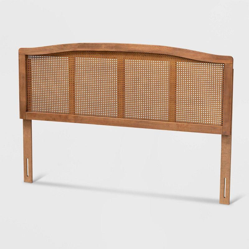 Bayou Breeze Amid a mid-century modern design, Auren's queen size headboard is crafted of wood, synthetic rattan, and ash walnut finished