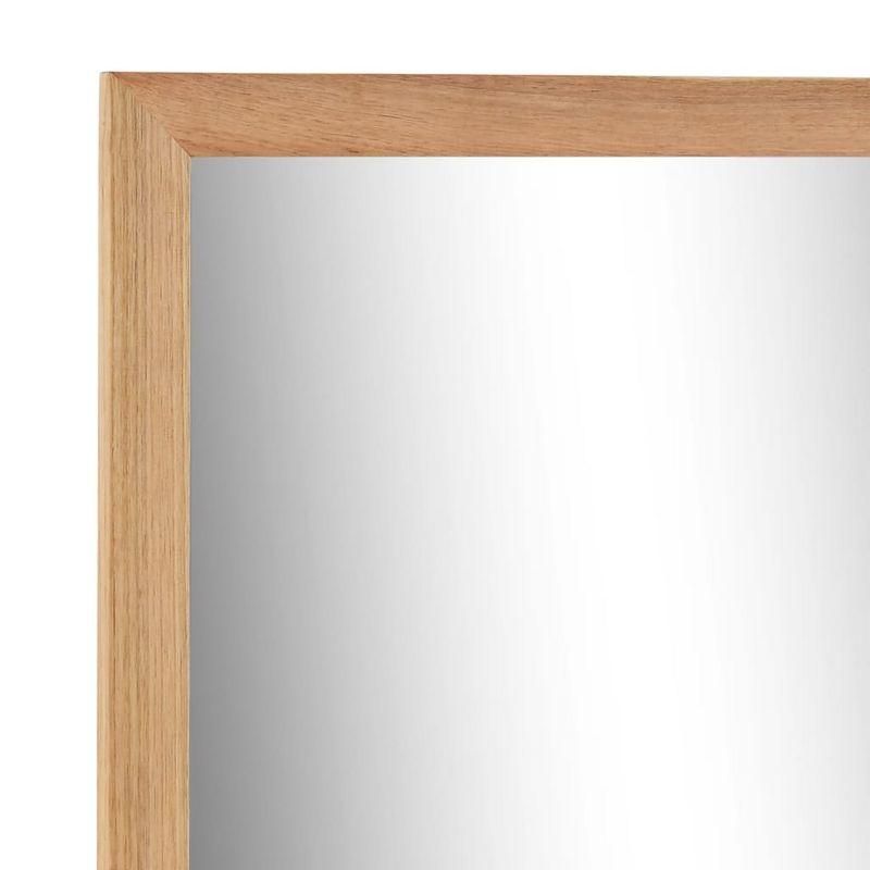 vidaXL Wall-mounted Bathroom Mirror with Shelf: Make-up Vanity Mirror in Solid Wood Walnut with Natural Finish - Scandinavian Style, Square Shape