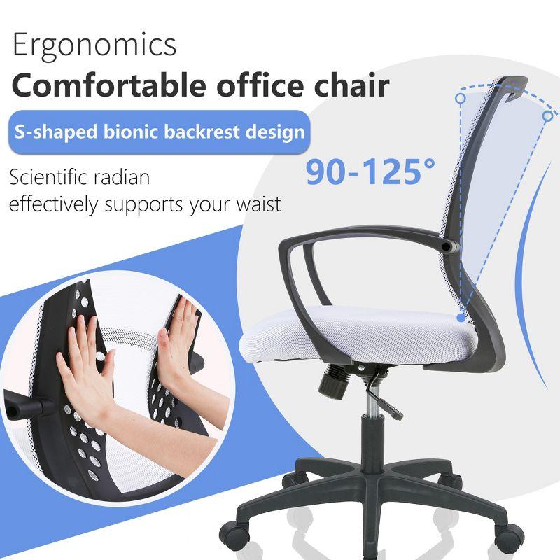 FDW Home Office Chair Mid Back PC Swivel Lumbar Support Adjustable Desk Task Computer Comfortable Mesh Chair with Armrest