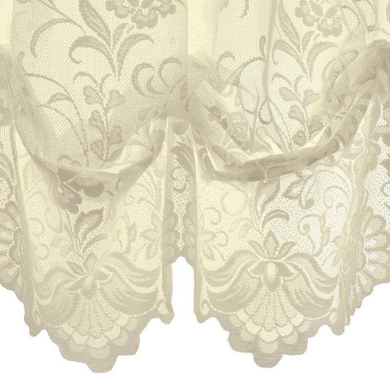 Habitat Limoges Sheer Rod Pocket Timeless Romantic Floral Lace Design Balloon Curtain 55" x 63" Ivory