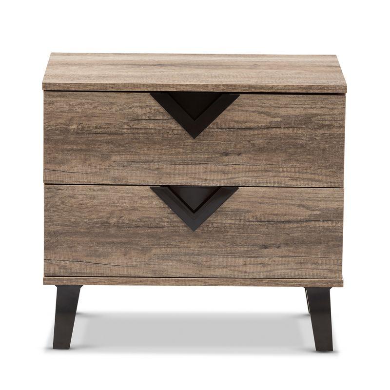 Swanson Modern and Contemporary Wood 2 - Drawer Nightstand - Light Brown - Baxton Studio: Includes Anti-Tip Hardware, Polyethylene Surface