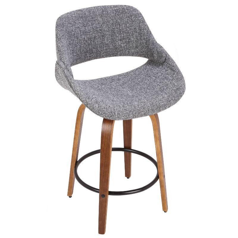 Set of 2 Fabrico Mid-Century Modern Counter Height Barstools: Walnut Legs, Polyester Upholstery - LumiSource