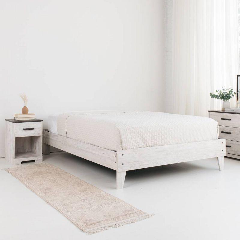 Queen Shawburn Platform Bed White/Dark Charcoal Gray - Signature Design by Ashley: Vintage Casual Style, No Box Spring Required