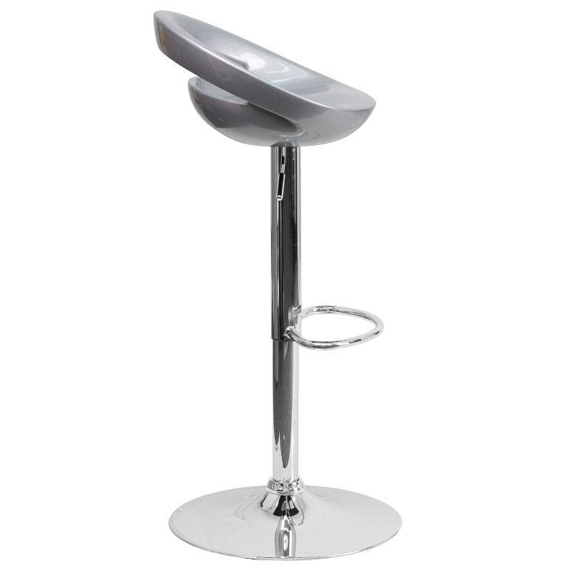 Flash Furniture Contemporary Plastic Adjustable Height Barstool with Rounded Cutout Back and Chrome Base