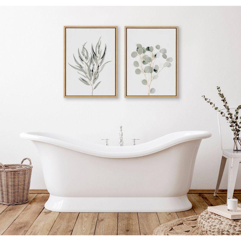 (Set of 2) 18" x 24" Sylvie Neutral Botanical 1 and 2 Framed Canvas Set Natural - Kate & Laurel All Things Decor: Modern Vertical Wall Art