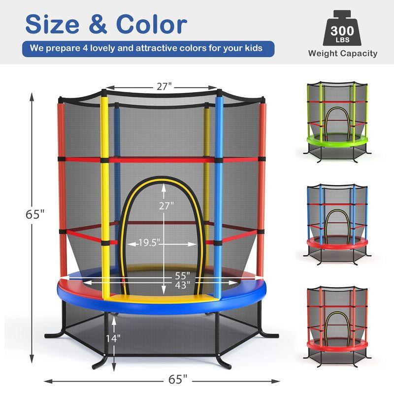 Costway 55'' Kids Trampoline Bouncing Jumping Mat Recreational Trampoline W/Enclosure Net