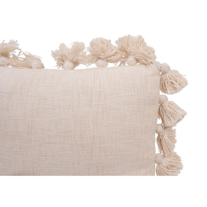 Storied Home Woven Cotton Slub Pillow with Tassels, Grey