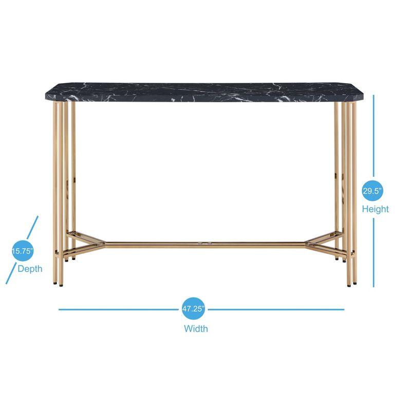 Daxton Faux Marble Sofa Table Black/Gold - Steve Silver Co.