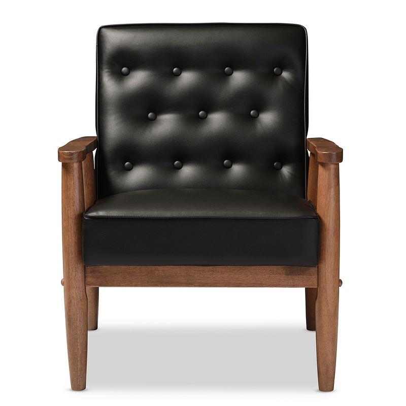 Sorrento Mid - Century Retro Modern Faux Leather Upholstered Wooden Lounge Chair - Black - Baxton Studio: Danish Design, Rubberwood Frame