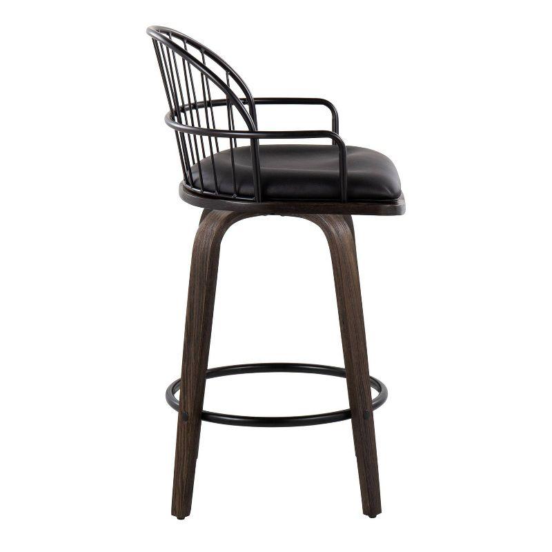 Set of 2 Riley Counter Height Barstools Walnut/Black - LumiSource: 26 inch, Swivel, Upholstered with Armrests