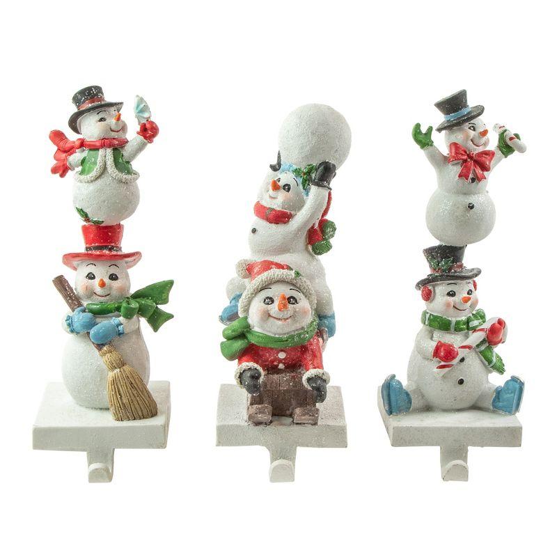 Set of 3 Glitter Snowmen Christmas Stocking Holders